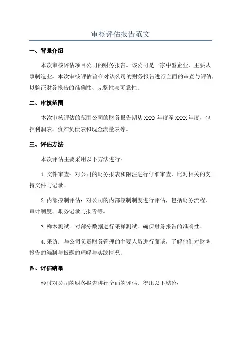 审核评估报告范文