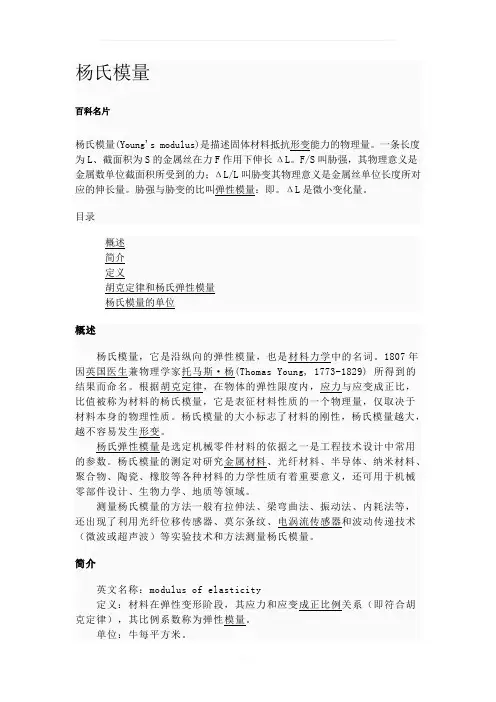 介绍金属材料各项指标：杨氏模量等的概念-及其意义