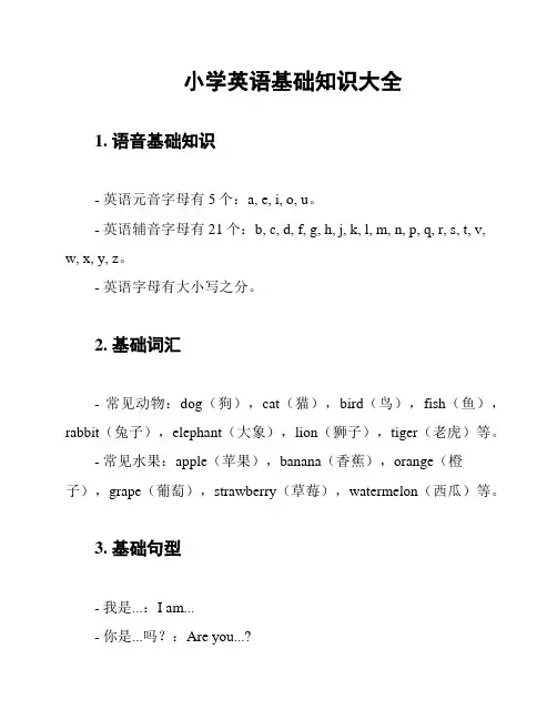 小学英语基础知识大全