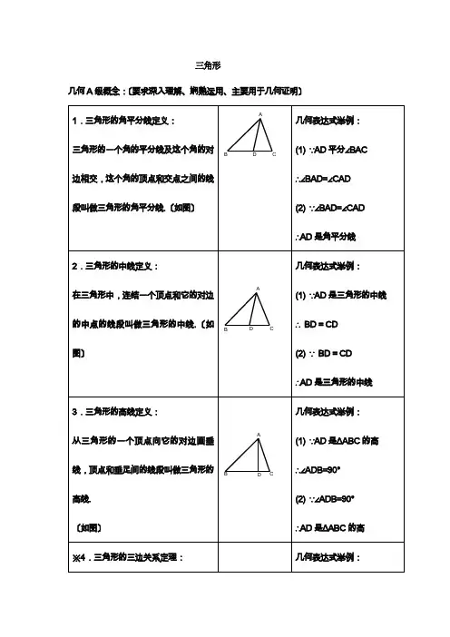 人教版初二数学三角形知识点归纳