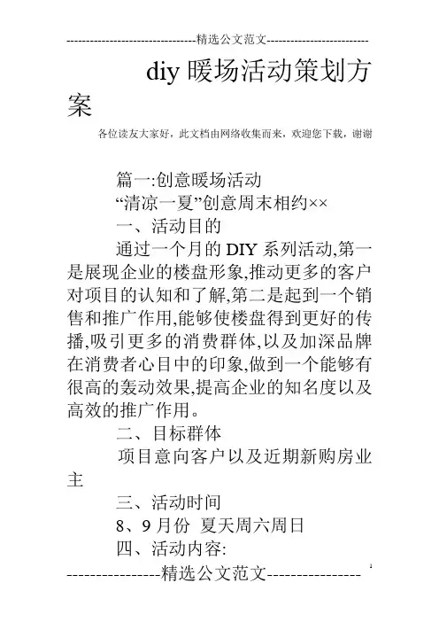 diy暖场活动策划方案