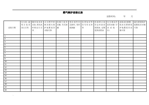 燃气锅炉巡检记录