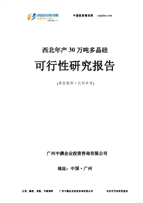 西北年产30万吨多晶硅可行性研究报告-广州中撰咨询