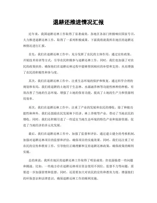 退耕还推进情况汇报
