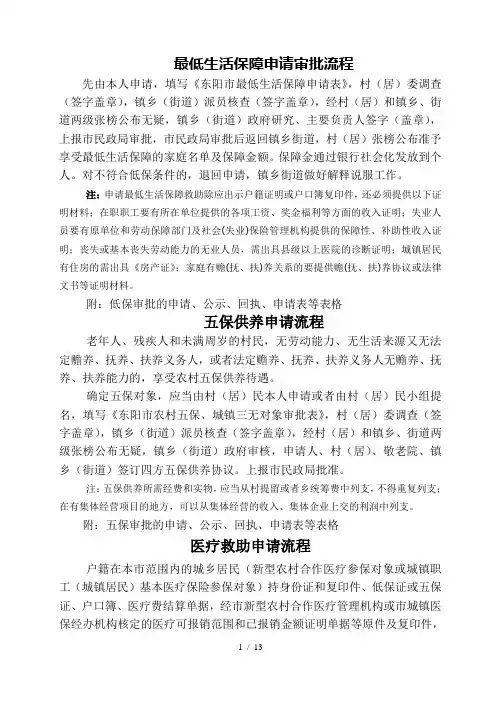 最低生活保障申请审批流程