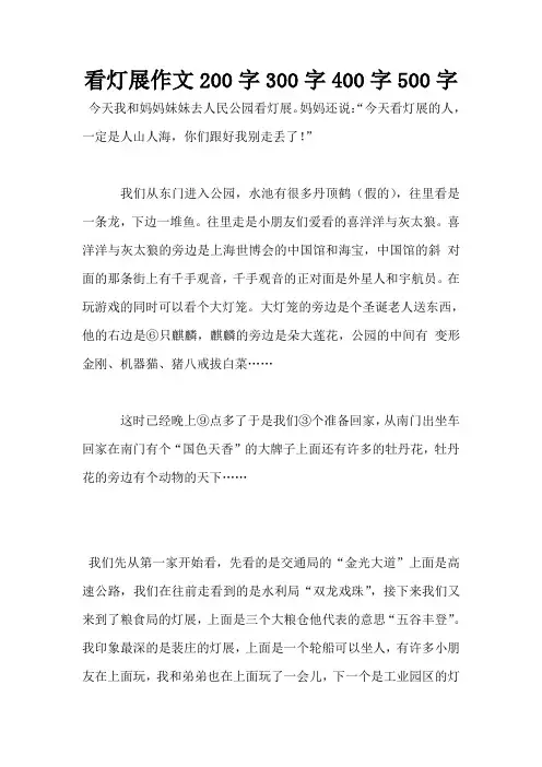 看灯展作文200字300字400字500字