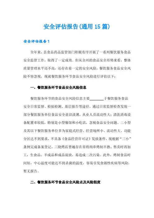 安全评估报告(通用15篇)