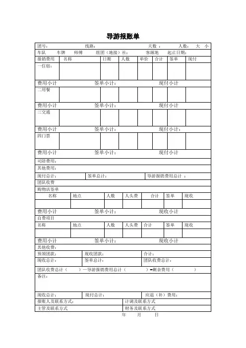 导游报账单