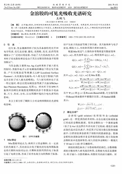 金溶胶的可见光吸收光谱研究