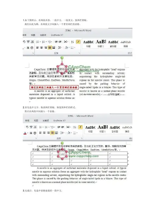 Word 2010如何在双栏的文字中插入一个贯穿两栏的表格