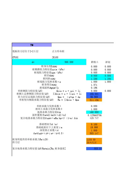 CFG桩计算表