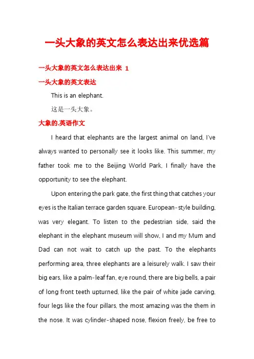 一头大象的英文怎么表达出来优选篇