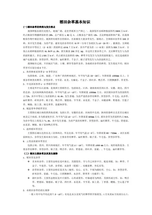 水稻田除草剂基本知识