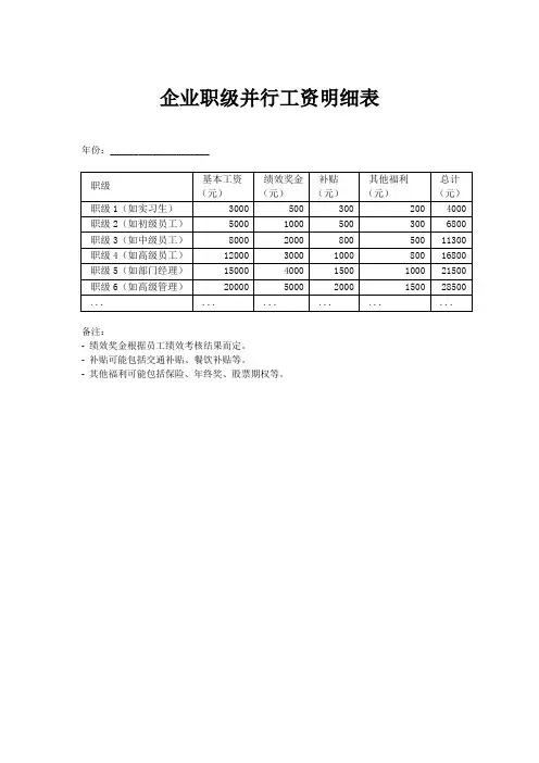 企业职级并行工资明细表