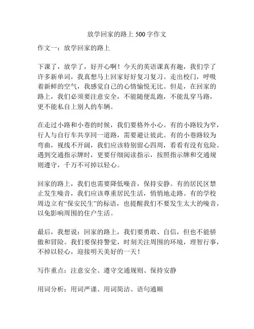 放学回家的路上500字作文