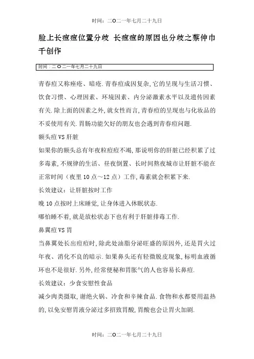 中医理论分析脸上长痘痘的原因和五脏的关系