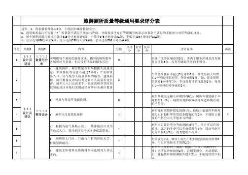 旅游厕所质量等级评分表 含通用要求 分级要求 表 