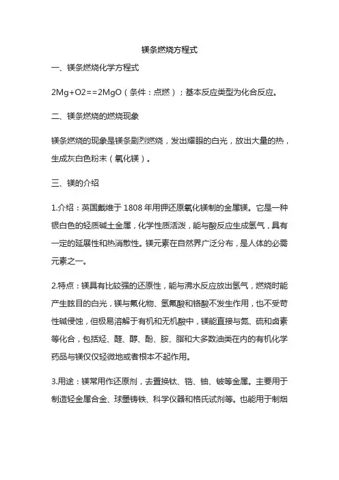 镁条燃烧方程式