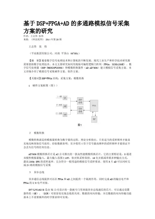 基于DSP+FPGA+AD的多通路模拟信号采集方案的研究