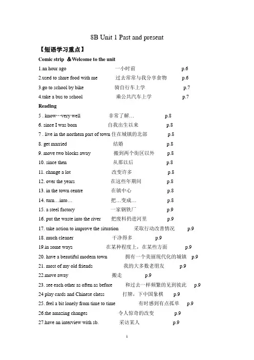 牛津译林版 八年级英语下册8BUnit1知识点归纳、难点解析、语法复习