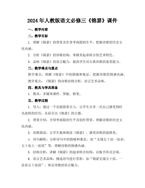 2024年人教版语文必修三《锦瑟》课件
