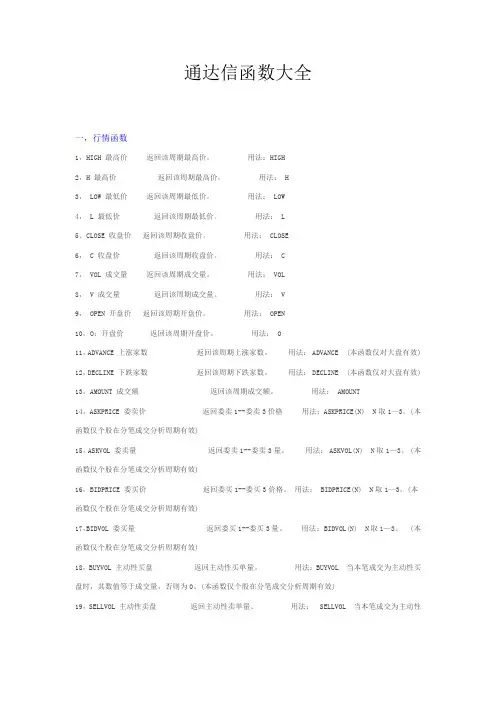 通达信公式函数大全