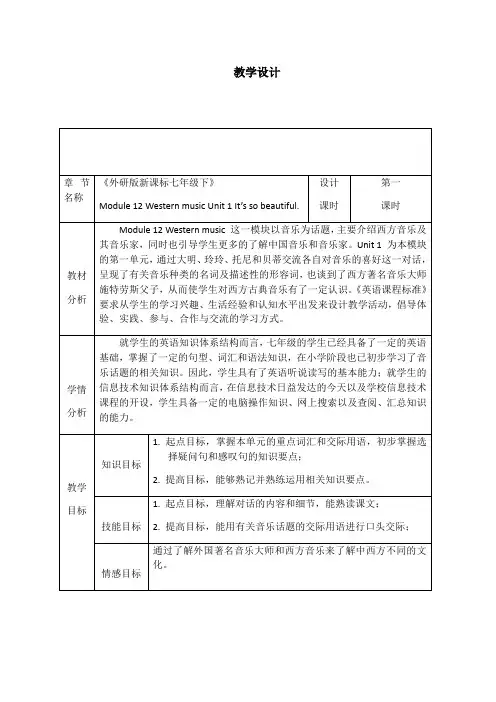 外研版英语七年级下册：Module 12 Unit 1 It‘s so beautiful!课程教学