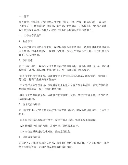 信息处个人工作总结