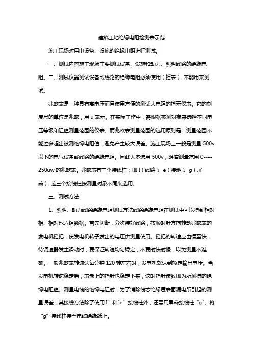 建筑工地绝缘电阻检测表示范