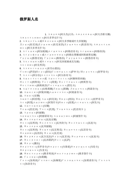 俄罗斯人名