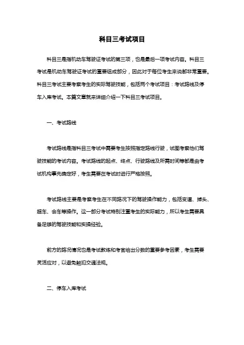 科目三考试项目