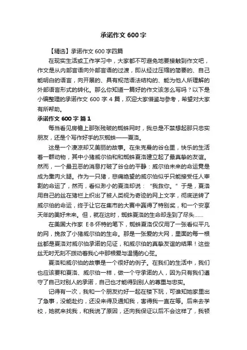 【精选】承诺作文600字四篇
