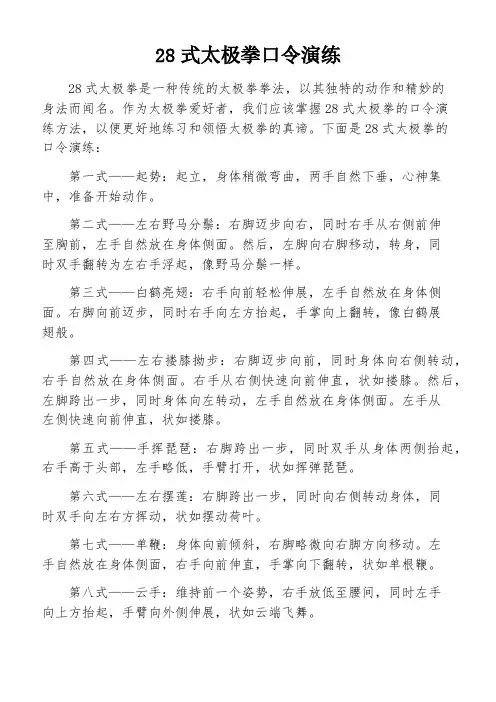 28式太极拳口令演练