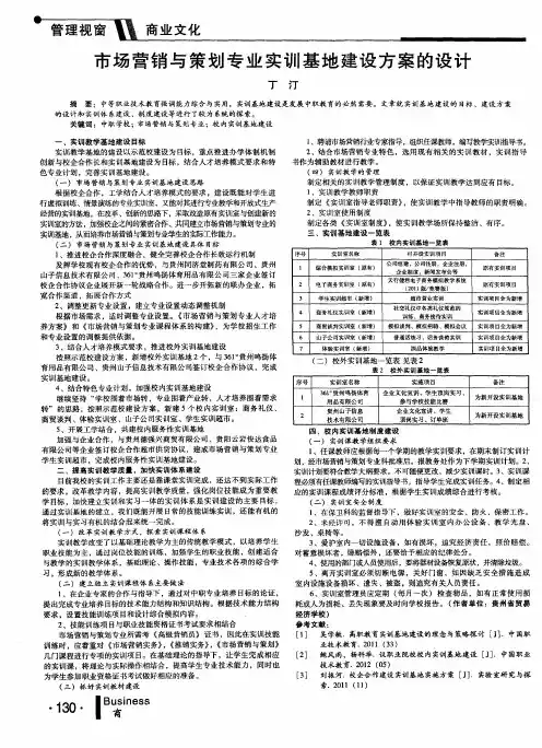 市场营销与策划专业实训基地建设方案的设计