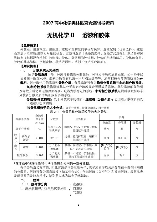 高中化学奥林匹克竞赛辅导资料溶液.