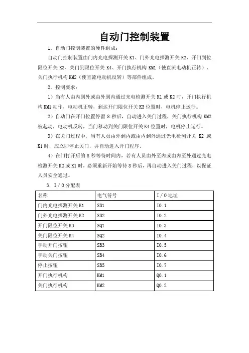 自动门控制 梯形图简单 IO接线图专业