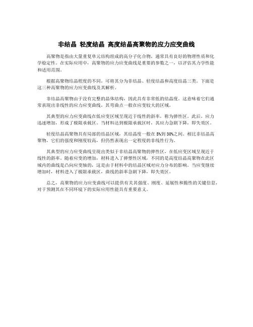 非结晶 轻度结晶 高度结晶高聚物的应力应变曲线