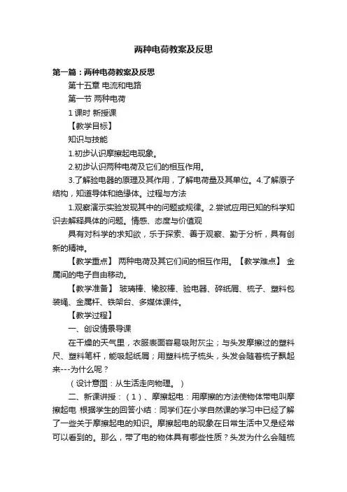 两种电荷教案及反思