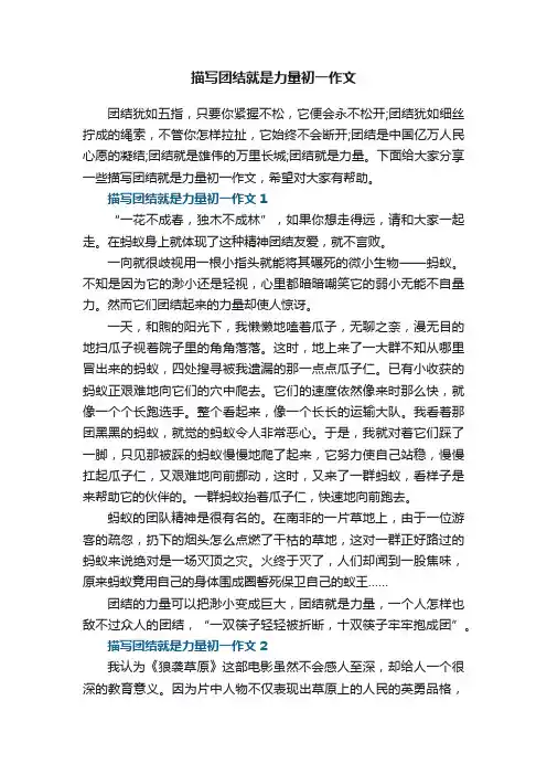 描写团结就是力量初一作文5篇