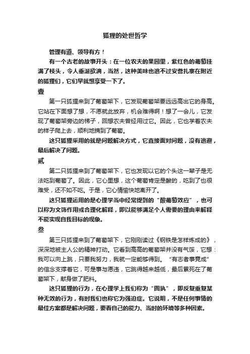 狐狸的处世哲学