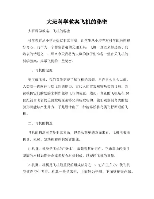 大班科学教案飞机的秘密