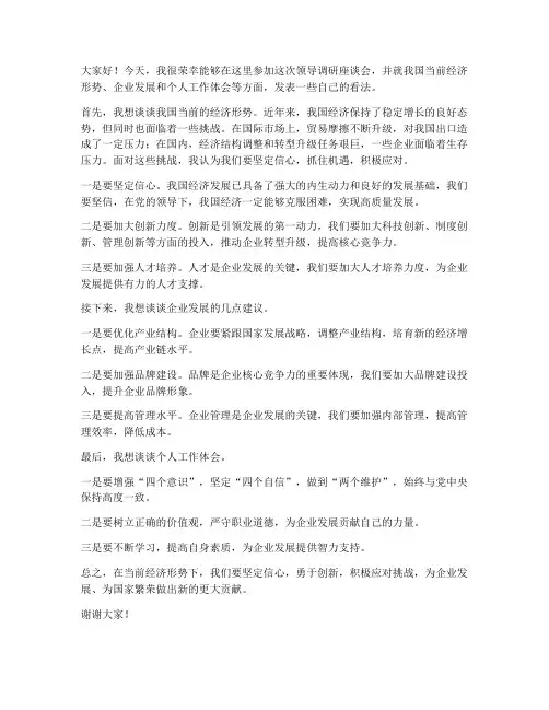 在领导调研座谈会发言稿
