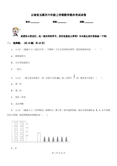 云南省玉溪市六年级上学期数学期末考试试卷