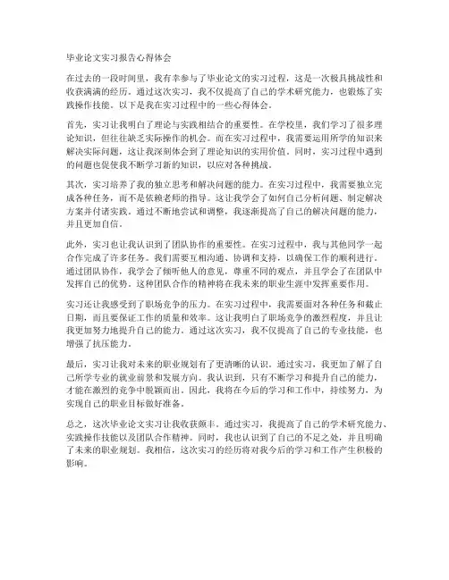 毕业论文实习报告心得体会