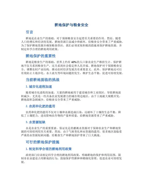 耕地保护与粮食安全
