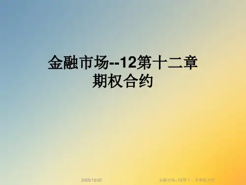 金融市场--12第十二章期权合约