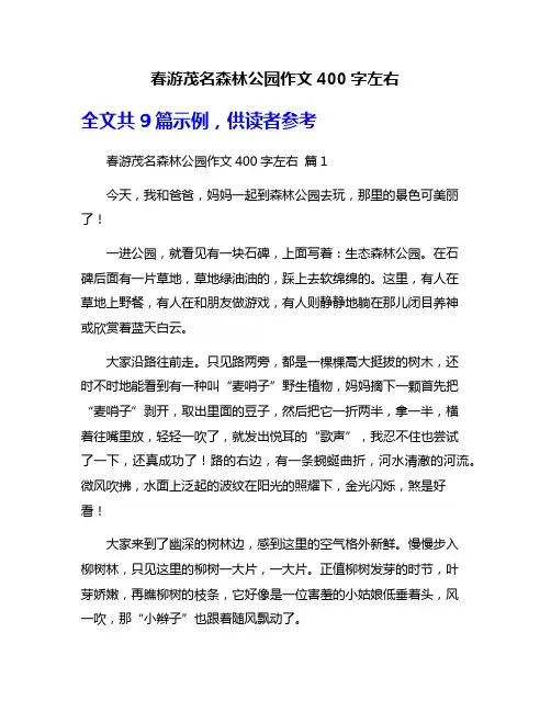 春游茂名森林公园作文400字左右