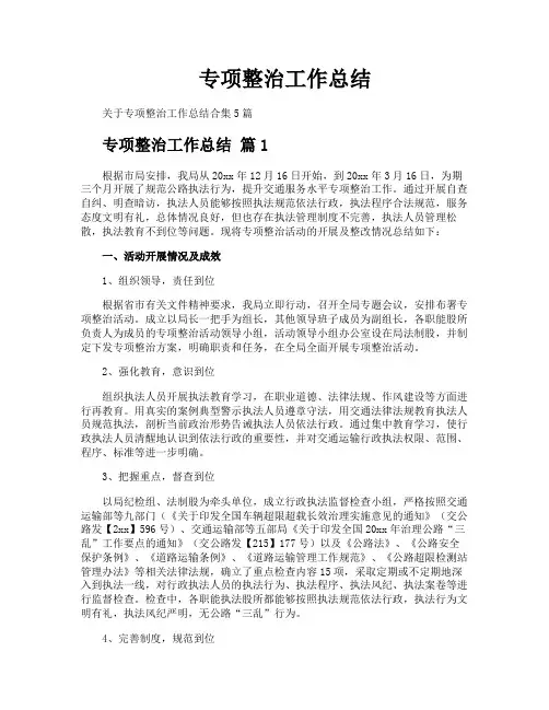专项整治工作总结