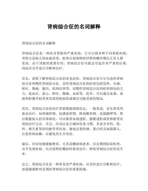 肾病综合征的名词解释