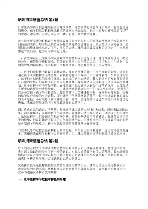 培训拼音感悟总结(优选18篇)